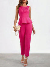 Women's Solid Color Sleeveless Top And Pants Set